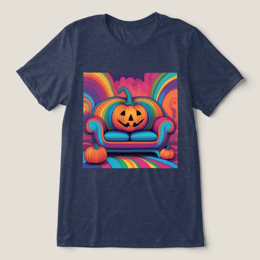 Psychedelischer Kürbislaterne Sofa T - Shirt (Design Vorderseite)