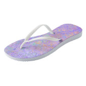 Psychedelischer Lavender Lila Neon Pastel Abstrakt Badesandalen (Schrägansicht)