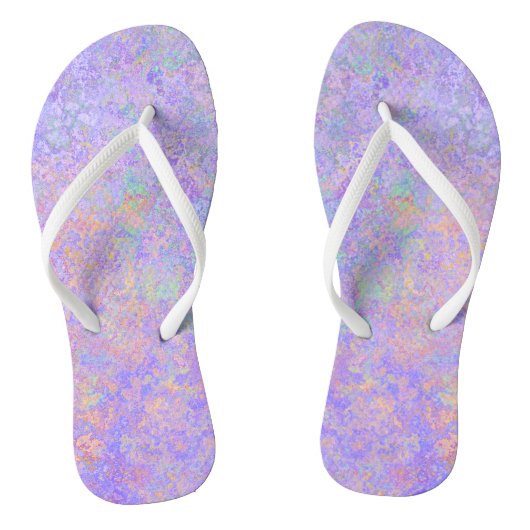 Psychedelischer Lavender Lila Neon Pastel Abstrakt Badesandalen (Fußbett)