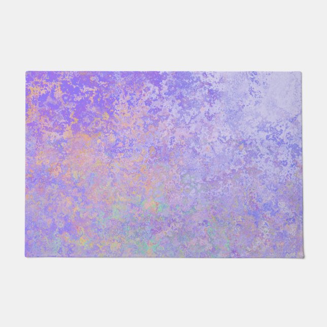 Psychedelischer Lavender Lila Neon Pastel Abstrakt Fußmatte (Vorderseite)