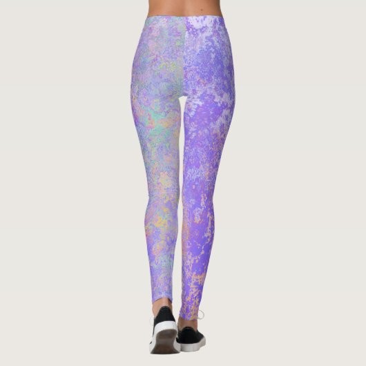 Psychedelischer Lavender Lila Neon Pastel Abstrakt Leggings (Rückseite)