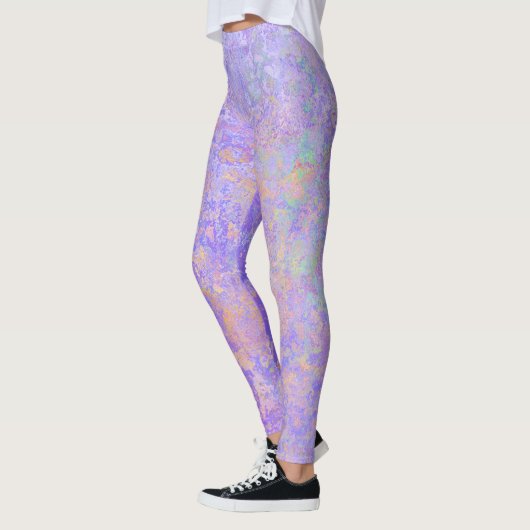 Psychedelischer Lavender Lila Neon Pastel Abstrakt Leggings (Links)