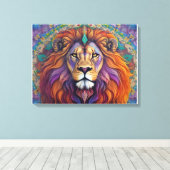 psychedelischer Löwe mit Kaleidoskop Leinwanddruck (Insitu (Holzboden))