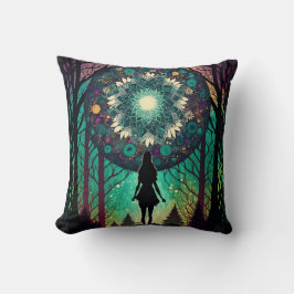 Psychedelischer Mandala-Wald-Kissenbezug | Boho-Ku Kissen