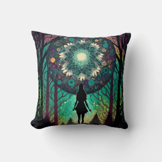 Psychedelischer Mandala-Wald-Kissenbezug | Boho-Ku Kissen