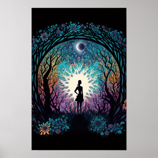 Psychedelischer Mandala-Wald-Poster | Trippy 4 Poster (Vorne)