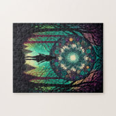 Psychedelischer Mandala-Wald-Puzzle | Boho-Kunst Puzzle (Horizontal)