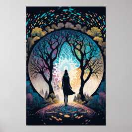 Psychedelischer Mandala-Waldposter | Trippy 3 Poster