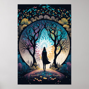 Psychedelischer Mandala-Waldposter Trippy 3 Poster