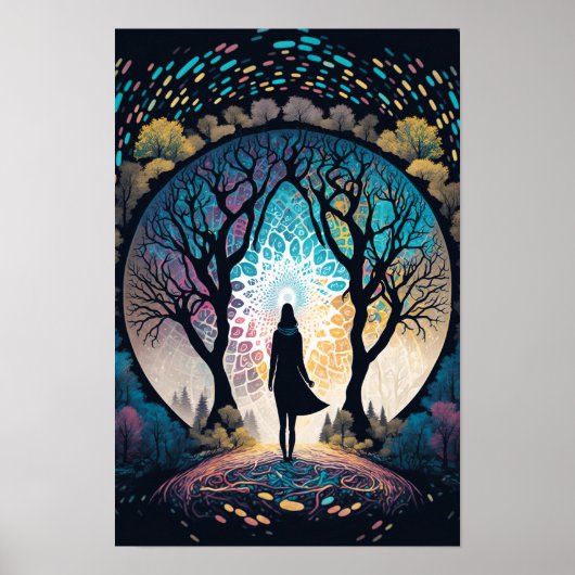Psychedelischer Mandala-Waldposter | Trippy 3 Poster (Vorne)