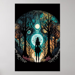 Psychedelischer Mandala-Waldposter Trippy 5 Poster