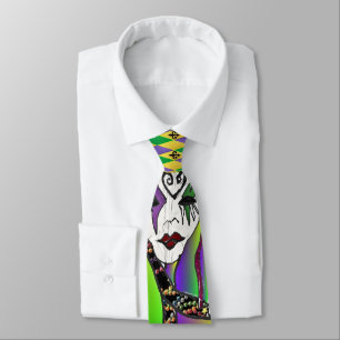 Psychedelischer Mardi Gras Masken Kunst Druck Krawatte