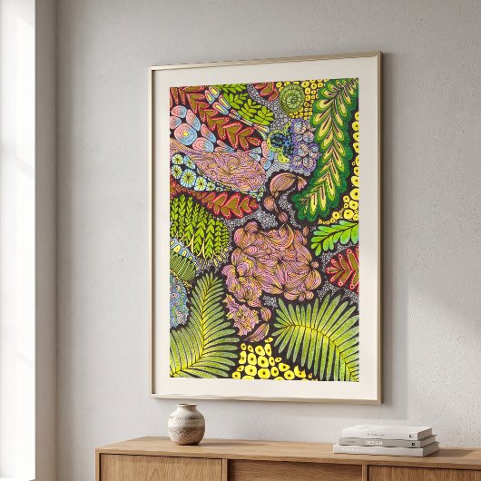 Psychedelischer Maximalistischer Boho-Abstrakter B Poster