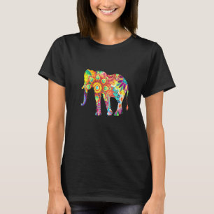 Psychedelischer Mehrfarbenelephant T-Shirt