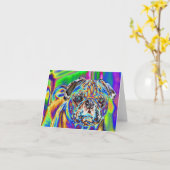 Psychedelischer Mops #4 Blank Note Card Karte (Gelbe Blume)