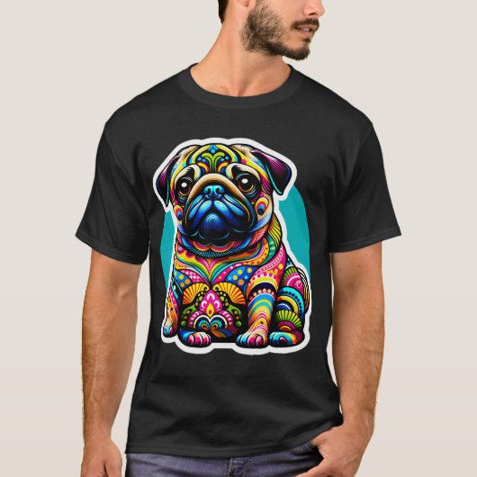 Psychedelischer Mopsprunkel: Ein lebendiges Geflec T-Shirt (Vorderseite)