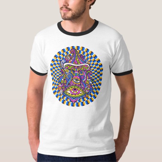 Psychedelischer Mushroom Swirl Ringer T - Shirt (Vorderseite)