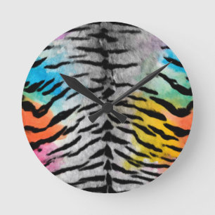 Psychedelischer Nacht-Tiger-Hautdruck Runde Wanduhr