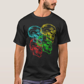 Psychedelischer Neon Illustrative Skulls T-Shirt