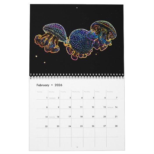 Psychedelischer Neon Jellyfish Kalender 2 (Feb 2026)