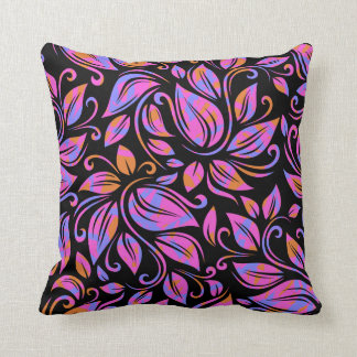 Psychedelischer Neon-Pink-Purple-Orange-Druck Schw Kissen