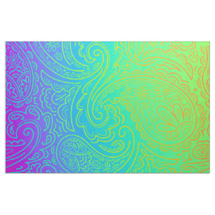 Psychedelischer Neonregenbogen Paisley Stoff