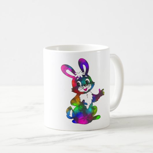 Psychedelischer Osterhase Kaffeetasse (VorderseiteRechts)
