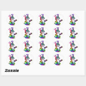 Psychedelischer Osterhase Runder Aufkleber (Blatt)