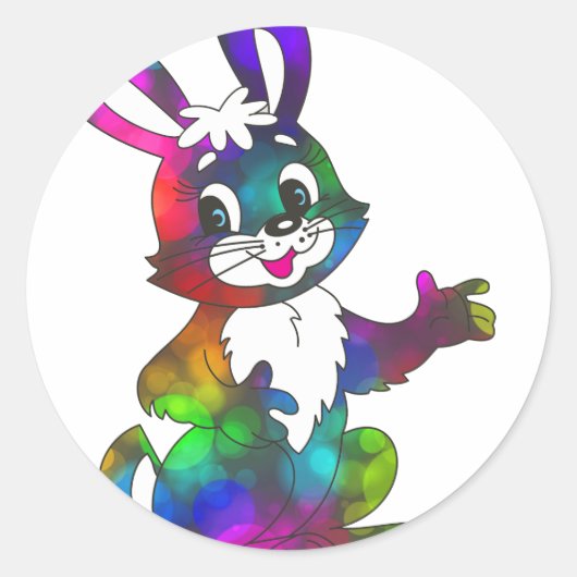 Psychedelischer Osterhase Runder Aufkleber (Vorderseite)