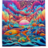 Psychedelischer Ozean Duschvorhang (Vorderseite)