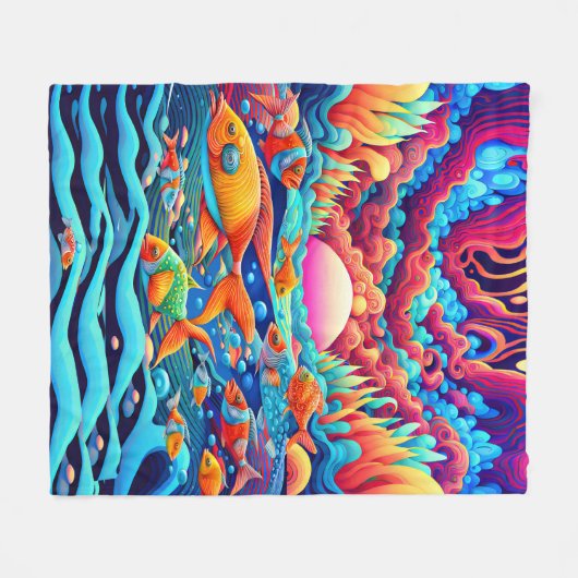 Psychedelischer Ozean Fleecedecke (Vorderseite (Horizontal))