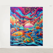 Psychedelischer Ozean Wandteppich (Vorderseite)