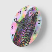 Psychedelischer Papagei Runde Wanduhr (Winkel)