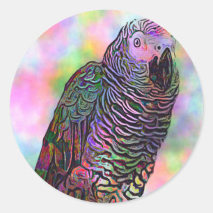 Psychedelischer Papagei Runder Aufkleber