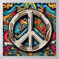 Psychedelischer Peace Sign T - Shirt