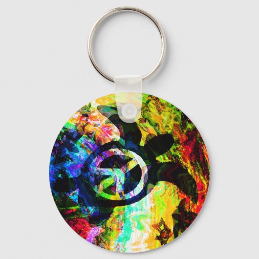 Psychedelischer Peace Turtles Schlüsselanhänger (Vorderseite)