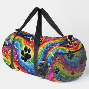 Psychedelischer Pfotenabdruck-Tierabenteuer Duffle Bag