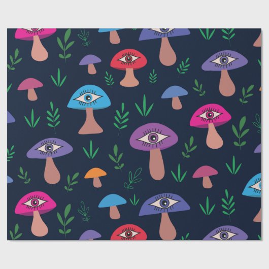 Psychedelischer Pilz mit Augen Geschenkpapier (Flach)
