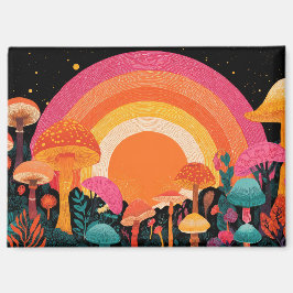 Psychedelischer Pilz Sonnenuntergang – Retro Fanta Magnet