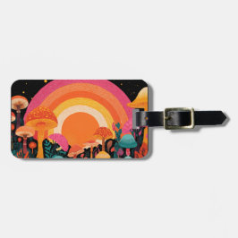 Psychedelischer Pilzsonnenuntergang – Retro-Fantas Gepäckanhänger