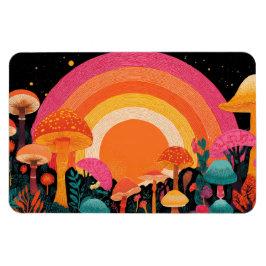 Psychedelischer Pilzsonnenuntergang – Retro-Fantas Magnet