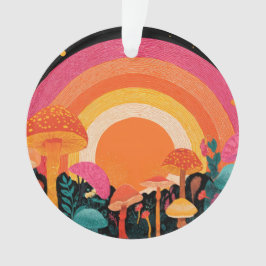 Psychedelischer Pilzsonnenuntergang – Retro-Fantas Ornament
