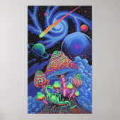"Psychedelischer Pilzwahnsinn: Trippy Black Light Poster (Vorne)