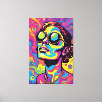Psychedelischer Pop Art Portrait - Lebhaftes Neon  Leinwanddruck