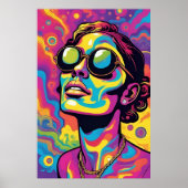 Psychedelischer Pop Art Portrait - Lebhaftes Neon  Poster (Vorne)