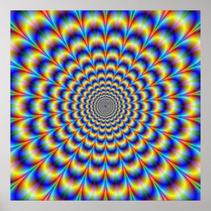 Psychedelischer Puls in blauem und gelbem Poster