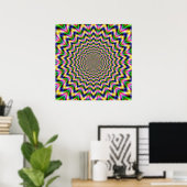 Psychedelischer Puls in grün-blau-gelb und rosa Poster (Heimbüro)