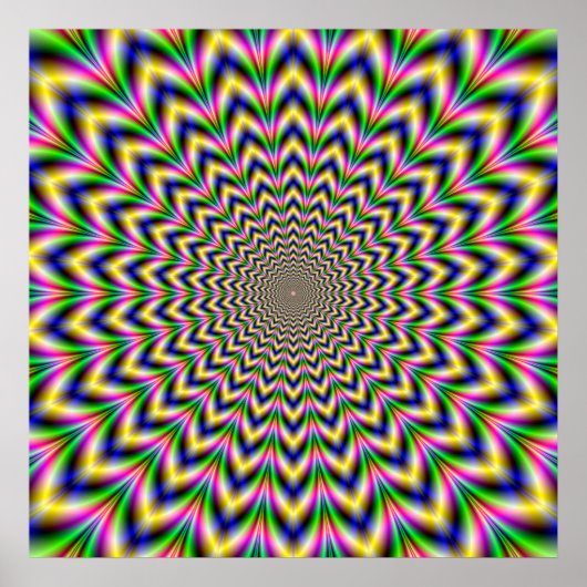 Psychedelischer Puls in grün-blau-gelb und rosa Poster (Vorne)