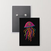 Psychedelischer Quallen-Knopf – Ozean-Vibes Button (Vorderseite/Rückseite)