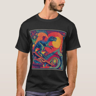 Psychedelischer Raptor Skater T-Shirt